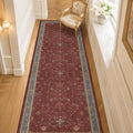 Dark Red 2'6''x10' Wide Hallway Runner Rug - 10ft Long Washable Non Slip Indoor by HazoHaus