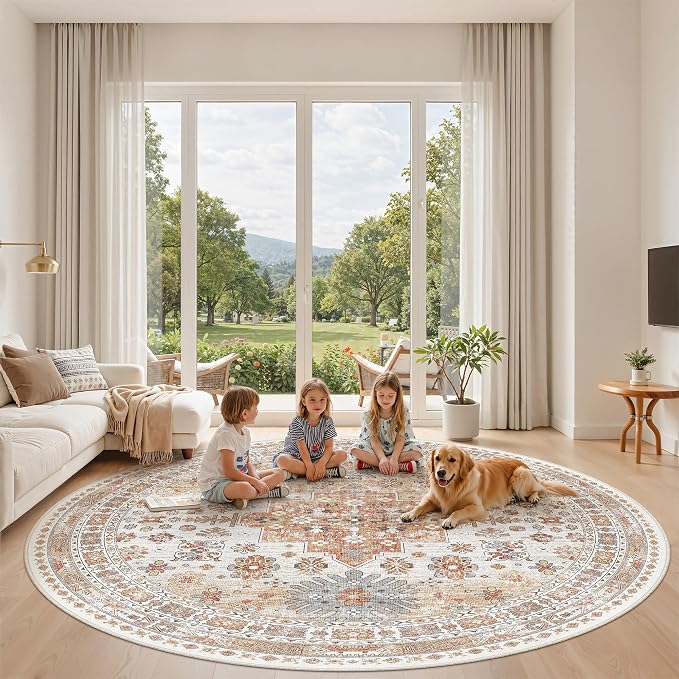 Round Rug 8ft, Circle Rug for Dining Room Table, Dining Room, Nursery Room - Image 9