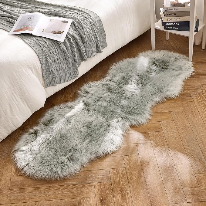 MIULEE Fluffy Area Rug 2x6 ft Faux Fur Sheepskin Rug by MIULEE