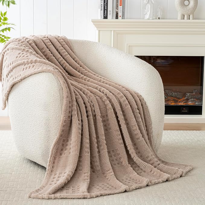 90x90 Inch Brown Waffle Queen Blanket - Image 7