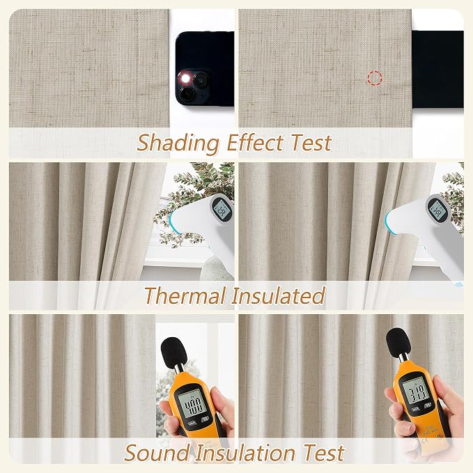 Extra Long 100% Blackout Linen Curtains - Image 5