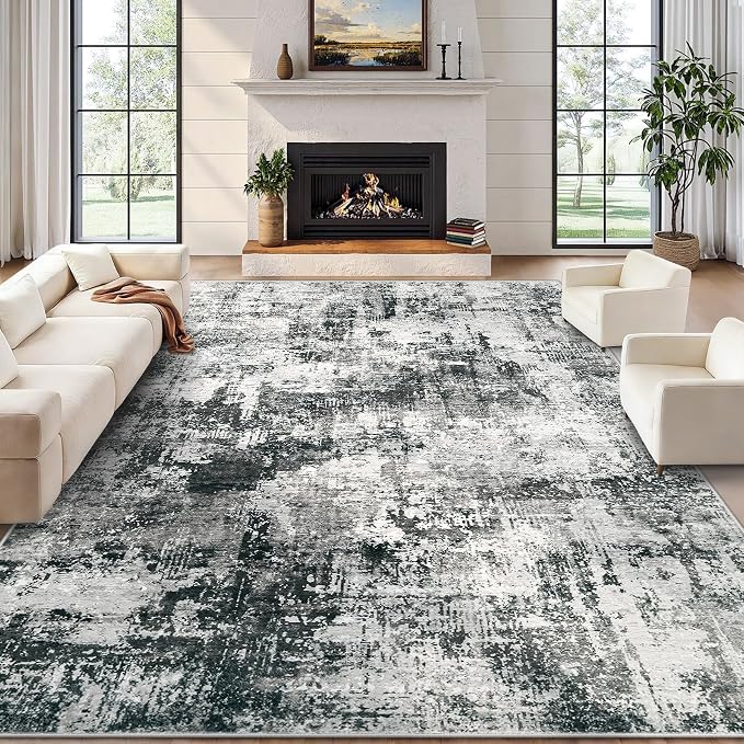 10x14 Area Rug for Living Room: Washable Abstract Large Soft Rugs Non Slip by MXSANYOORUG