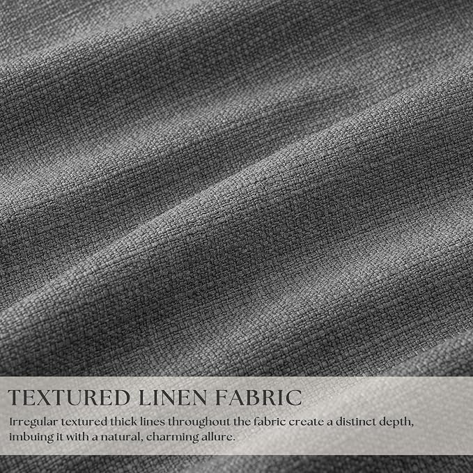 Dark Grey Pleated Thick Linen Blackout Curtains 100 Inches Long - Image 3