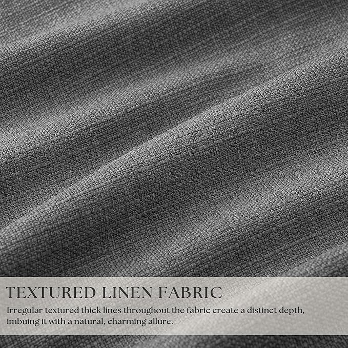 Dark Grey Pleated Thick Linen Blackout Curtains 105 Inches Long - Image 3
