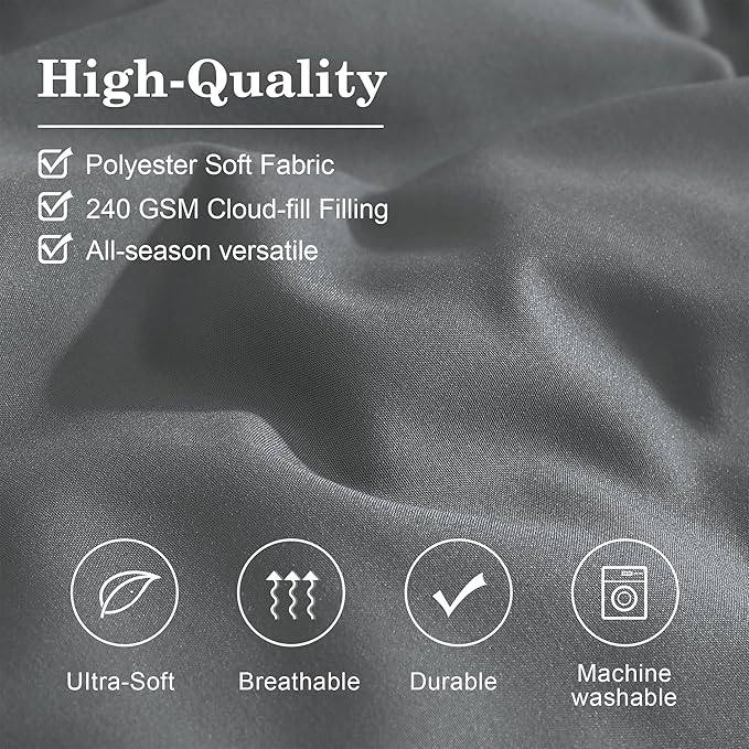 Monbix Full Comforter Set - 7 Pieces Grey Bed in a Bag Full Size Bedding Sets with Comforters, All Seasons Down Alternative Comforter with Sheets,Pillowcases & Shams