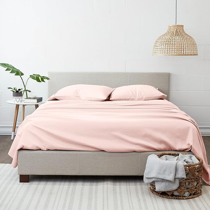 Linen Market Double-Brushed Microfiber Full Sheet Set 4 Piece – Oeko-TEX Certified Ultra Soft & Wrinkle-Free - 16" Deep Pocket Sheets - Easy Care Full Size - Blush