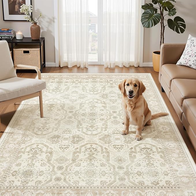 Soalmost 3x5 Rugs, Small Washable Kitchen Entryway Area Rug Beige/Brown | - Image 3