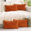 Set of 4 Burnt Orange Decorative Throw Pillow Covers 12x20 Inch Corduroy Pillow by Cozoomy
