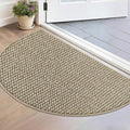 BEQHAUSE Dirt Trapper Door Mat 17" x 30" Half Circle Non Slip, Light Beige | by BEQHAUSE