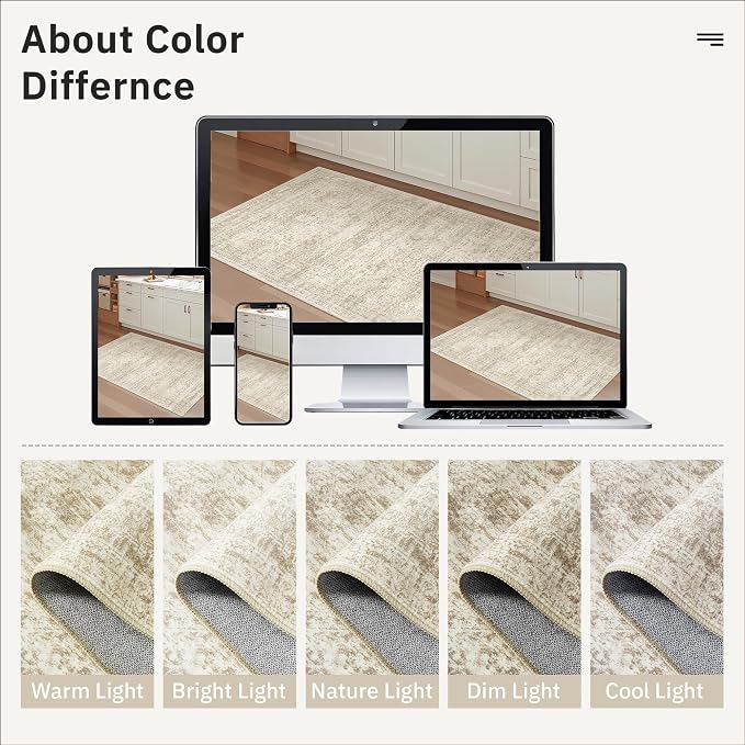 Soalmost Washable Area Rug 8x10 Large Soft Beige Rugs - Image 8