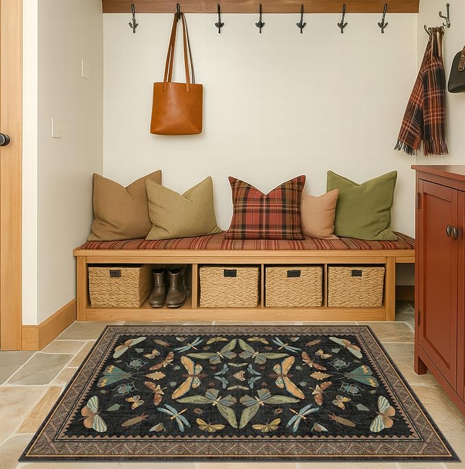 Black Front Door Mat Indoor Entrance Non Slip Washable - Image 8