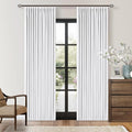 Snow White Pleated Linen 100% Blackout Curtains 102 Inches Long | Pinch Pleat by Twodrapes