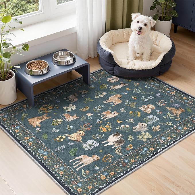 Soalmost 2x3 Dog Rugs for Entryway, Washable Door Mat Soft Rug Navy Blue | - Image 2