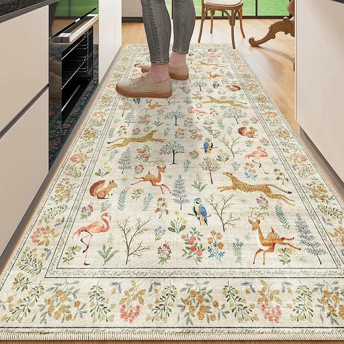 DUKINO 3x6 Kitchen Runner Rug, Washable Animal Rug by DUKINO