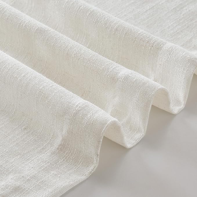 Natural Pinch Pleated Linen Semi Sheer Curtains 54 Inch Length 2 Panels | - Image 8