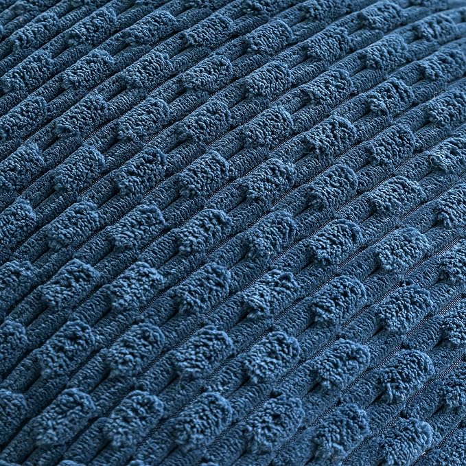 Set of 4 Blue Decorative Throw Pillow Covers 18x18 Inch Corduroy Pillow Covers - Image 5
