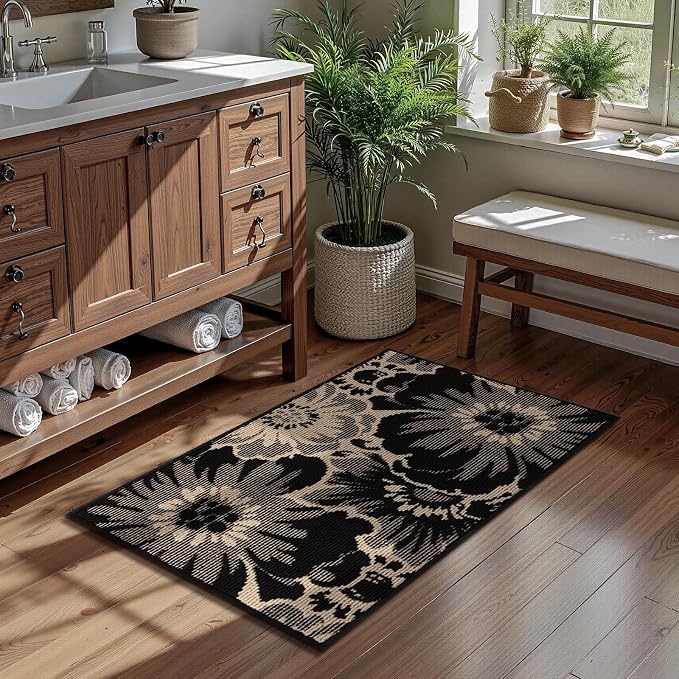 Findosom Washable Runner Rug 2x3, Non Slip High-Low Textured Floral Small - Image 8