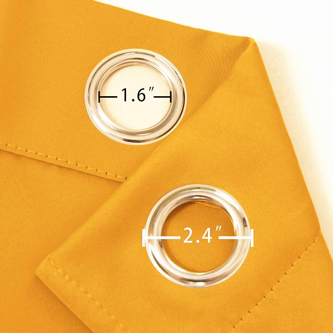 Yellow Blackout Curtains 34 x 84 Inches Long/Set of 2 Curtain Panels/Thermal - Image 5