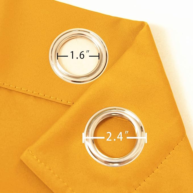 Yellow Thermal Blackout Curtains/42 x 63 Inch/Set of 2 Panels Room Darkening - Image 6