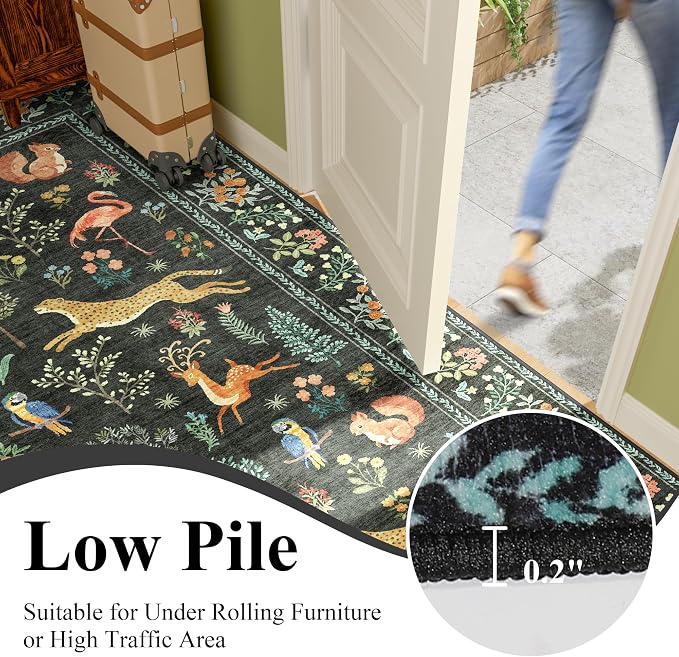 DUKINO 3x10 Washable Runner Rug, Non Slip Animal Rug - Image 7