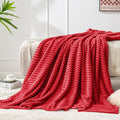 BEDELITE 3D Ribbed Jacquard Red Fleece Twin Blanket by BEDELITE
