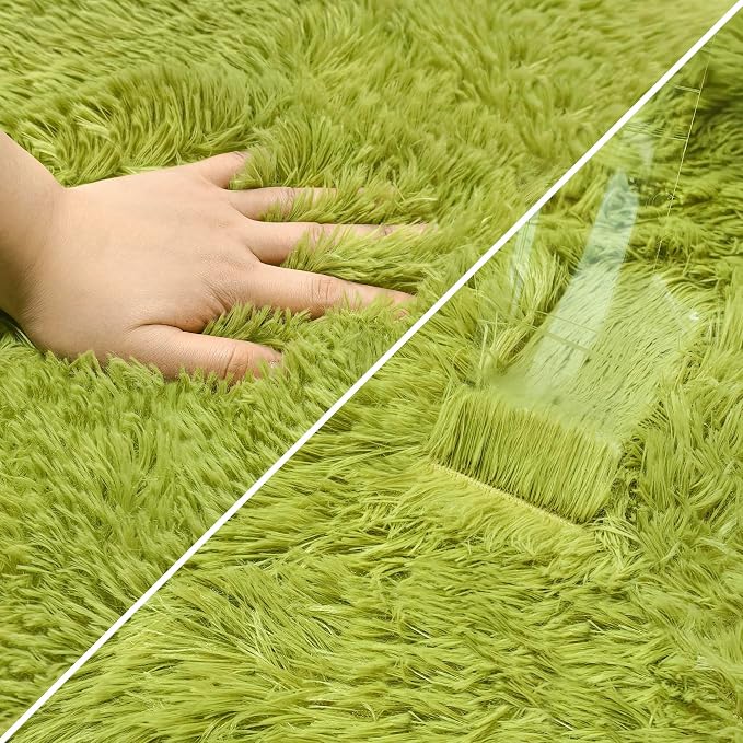 Green Runner Rug for Bedroom Green 2x5ft Fluffy Area Rug Bedside Runner Rug for - Image 6