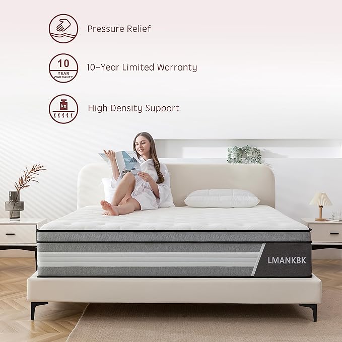 King Mattress,14 Inch King Size Mattress in a Box,Gel Memory Foam and Innerspring Hybrid Mattresses with Individual Pocket Spring for Motion Isolation,Medium Firm Feel,CertiPUR-US