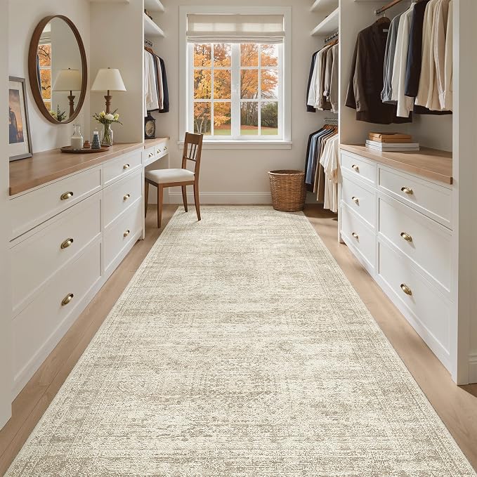 Soalmost Washable 4x10 Hallway Runner Rug Non-Slip Kitchen Entry Rugs Beige | by Soalmost