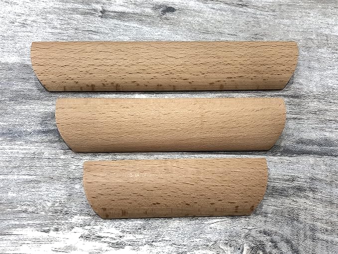 6Pcs Unfinished Wood Solid Furniture Pulls Handles,Unfinished Unpainted Paintable Wooden Handles Cupboard Closet Drawer Handle Pull,Length 6.1",Hole Dis.5.04"