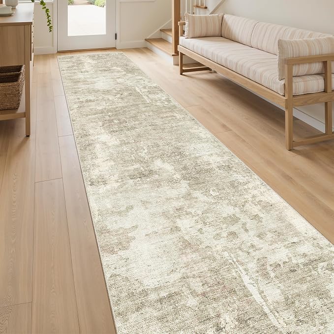 Soalmost Abstract Runner Rug 2x10 Hallway Kitchen Runners Beige/Gray | Vintage by Soalmost