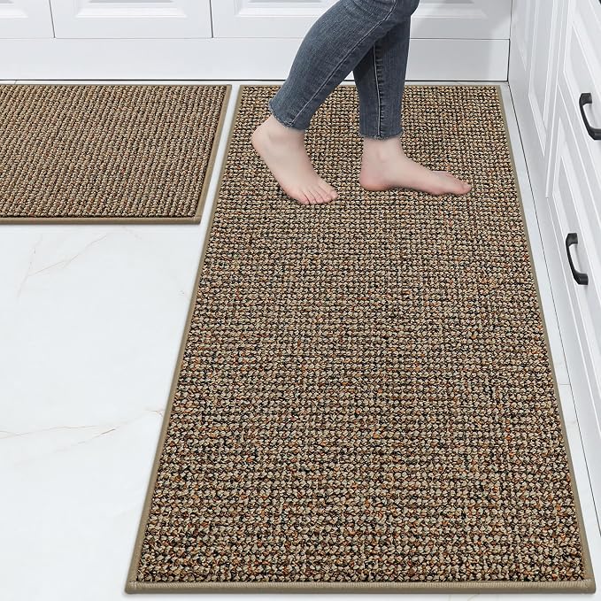 BEQHAUSE Kitchen Rugs and Mats 2PCS Non-Slip, Taupe | Kitchen Mats by BEQHAUSE