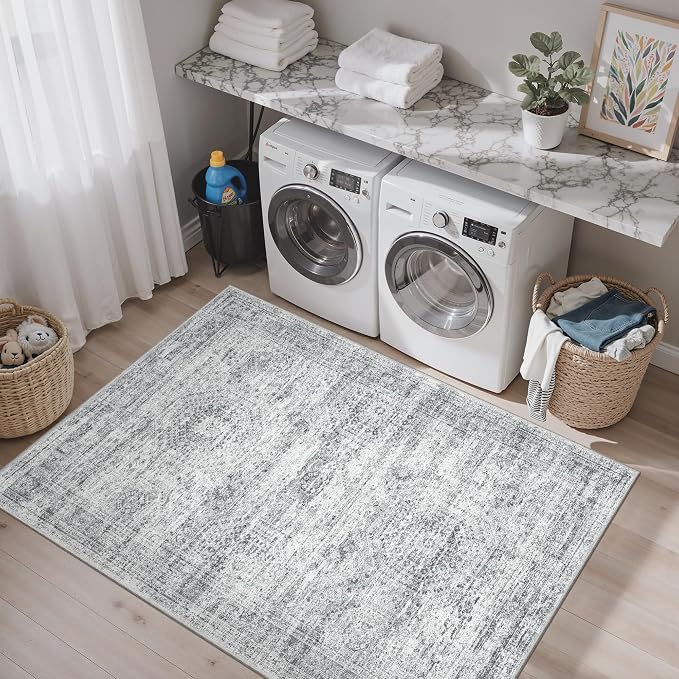 Soalmost 4x6 Area Rug for Living Room, Washable Rugs Non-Slip, Thin Foldable - Image 10