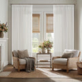 Pleated Semi Sheer Light Filtering Linen Beige Curtains 108 Inches Long | White by Twodrapes