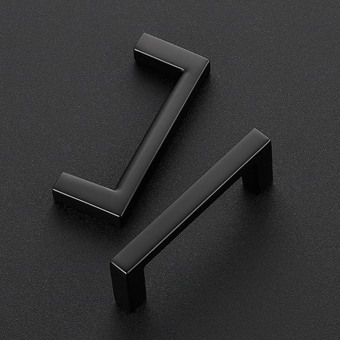Ravinte 20 Pack Matte Black Cabinet Pulls, 2-1/2 Inch (64mm) Hole Center Slim Kitchen Handles, Square Drawer Pulls for Cabinets & Cupboards, Hardware