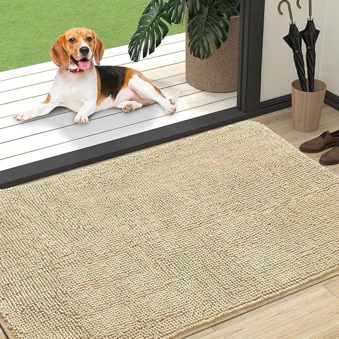 OLANLY Dog Door Mat for Muddy Paws 47x32, Super Absorbent Chenille Mud Mat | by OLANLY