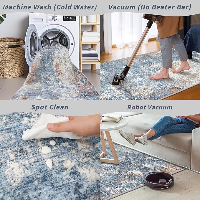2x6 Non-Slip Washable Kitchen Runner Rug – Modern Abstract Carpet Runner - Image 7