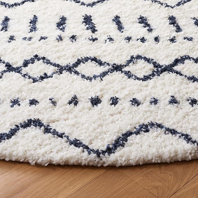 SAFAVIEH Arizona Shag Collection Area Rug - 6' x 8' Oval, Ivory & Slate, Non-Shedding & Easy Cleaning, Plush Thick Pile, Ideal for Living Room, Bedroom, Dining Space (ASG741M)