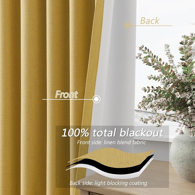 100% Blackout Curtains 102 Inch Length 2 Panels Set - Image 4