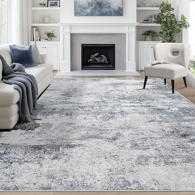 8x10 Area Rugs for Living Room Washable Bedroom Dining Room Blue Grey | Modern by Aelenmu