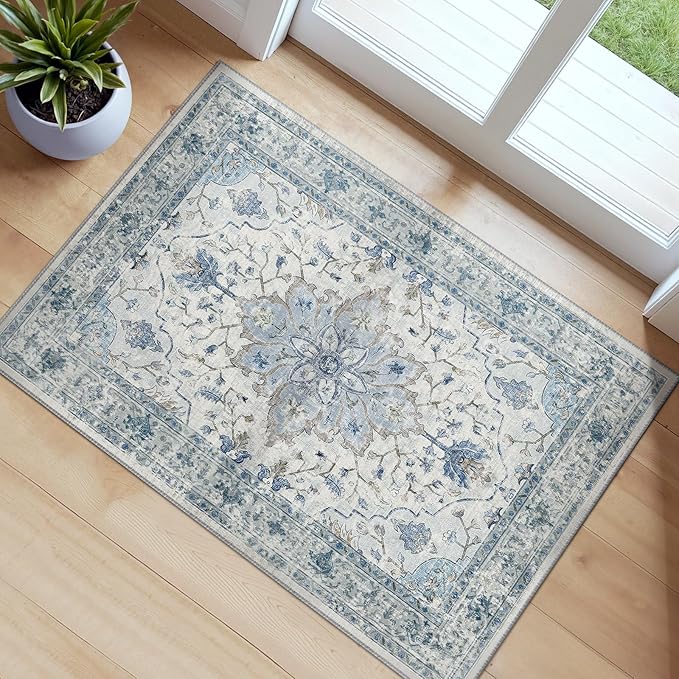 RELEANY Washable Area Rug, Small 2'x3', Water Repellent, Pet Friendly, Vintage by RELEANY