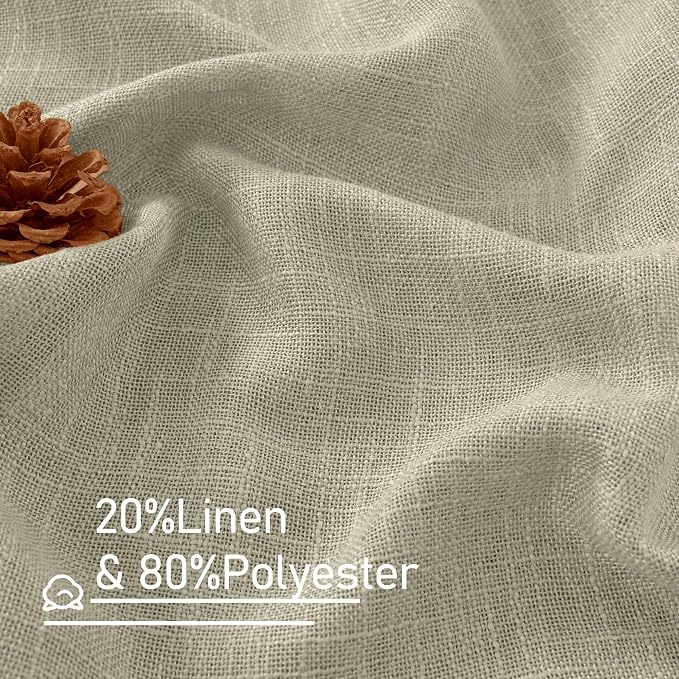 102 Inches Long Linen Curtains for Living Room Bedroom 2 Panels | Semi Sheer - Image 2