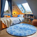 Tie-Dye Blue Round Rug 4ft, Fluffy Soft Circle Area Rugs by ONASAR