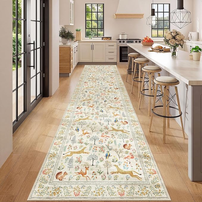 DUKINO 3x12 Runner Rug for Hallway, Washable Animal Rug for Kitchen, Low Pile - Image 3