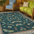 Insect Teal Green 5x7 Area Rug for Living Room by HazoHaus