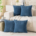 Set of 4 Blue Decorative Throw Pillow Covers 24x24 Inch Corduroy Pillow Covers by Cozoomy