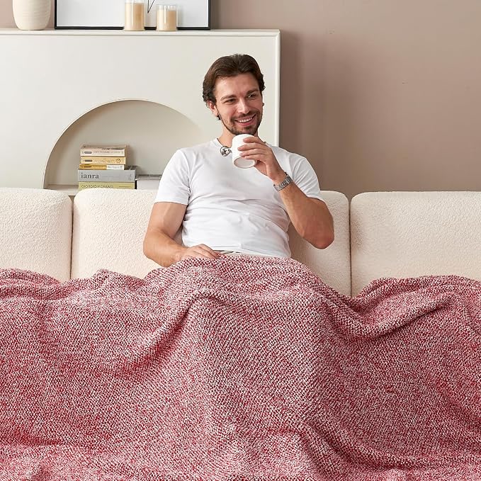 Snuggle Sac Christmas Red Blanket Twin Size, Ultra Soft Warm Fuzzy Knit Blanket - Image 8