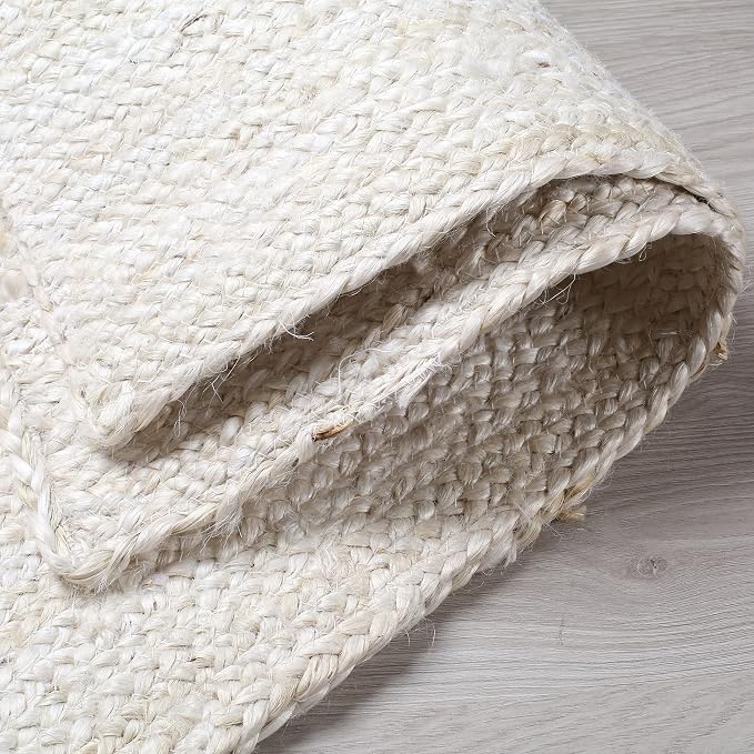 Hausattire Hand Woven Jute Braided Rug, Off White | 100% natural jute, - Image 6