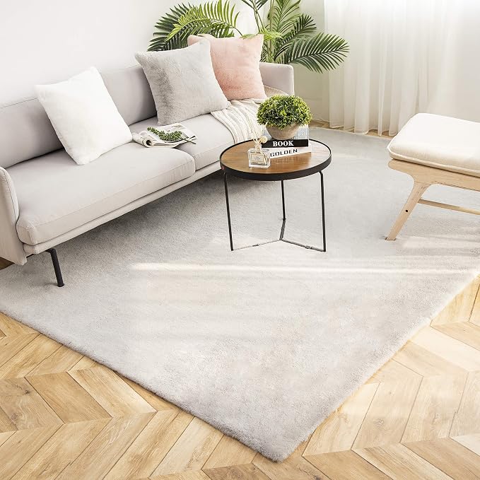 Ashler Faux Fur Rug, Ultra Soft Faux Rabbit Fur, 5 x 7 Feet Rectangle, Machine by AshlerHomeDeco