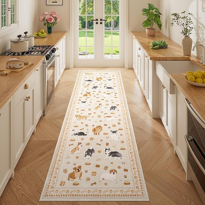 DUKINO 2.6x8 Kitchen Runner Rug, Washable Non Slip Dog Rug, Stain Resistant by DUKINO