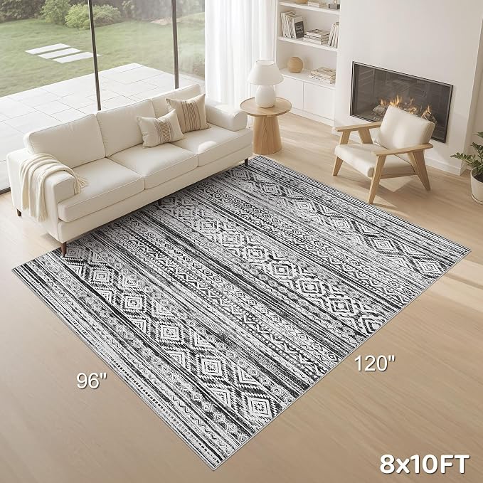 cotiled Boho 8x10 Area Rugs for Living Room: Large Moroccan Washable Rug | - Image 9
